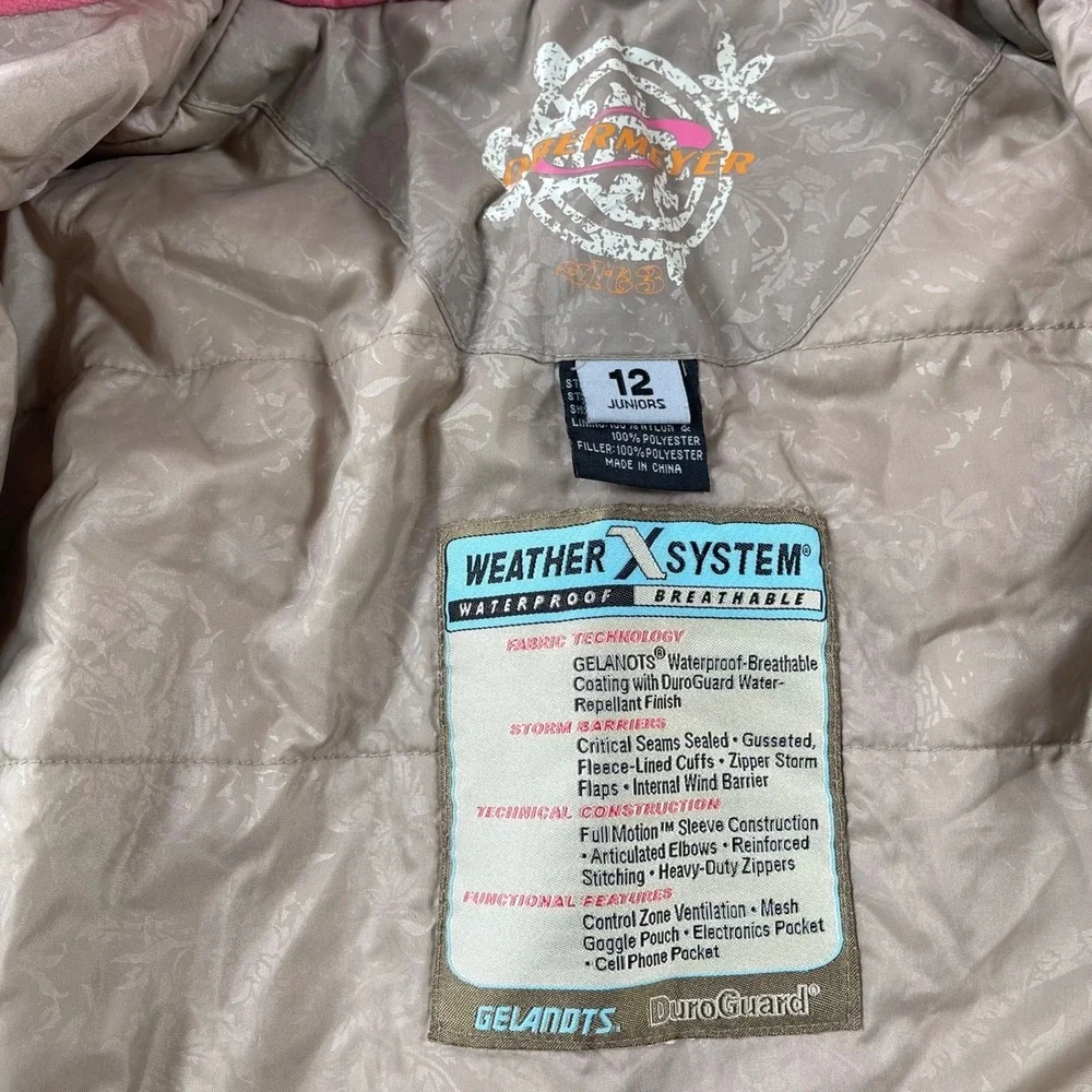 Obermeyer Ski Jacket Girls Size 12 Pink Brown Waterproof Adjustable Hood